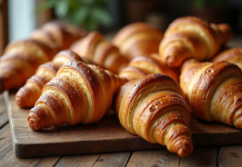 Assortiment de croissants dorés et pains au chocolat appétissants