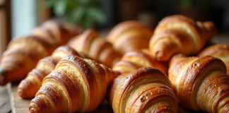 Assortiment de croissants dorés et pains au chocolat appétissants