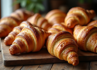 Assortiment de croissants dorés et pains au chocolat appétissants