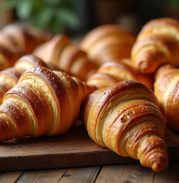 Assortiment de croissants dorés et pains au chocolat appétissants