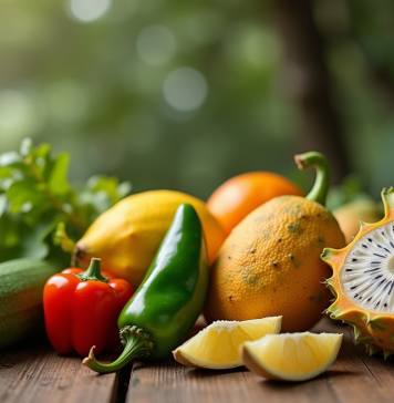 Assortiment coloré de fruits et légumes commençant par J