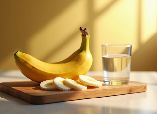 Meilleur moment pour manger une banane : conseils nutritionnels Banane mûre tranchée sur une planche en bois dans une cuisine lumineuse