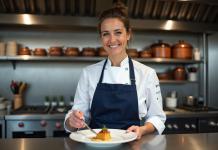 Femmes chefs Michelin : nombre de titres obtenus et statistiques récentes Chef femme en cuisine professionnelle en train de dresser un plat
