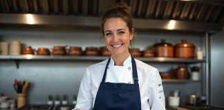 Femmes chefs Michelin : nombre de titres obtenus et statistiques récentes Chef femme en cuisine professionnelle en train de dresser un plat