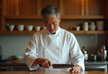 Durée de vie d’un couteau japonais : combien de temps reste-t-il tranchant ? Chef japonais examinant un couteau traditionnel japonais