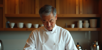 Durée de vie d’un couteau japonais : combien de temps reste-t-il tranchant ? Chef japonais examinant un couteau traditionnel japonais