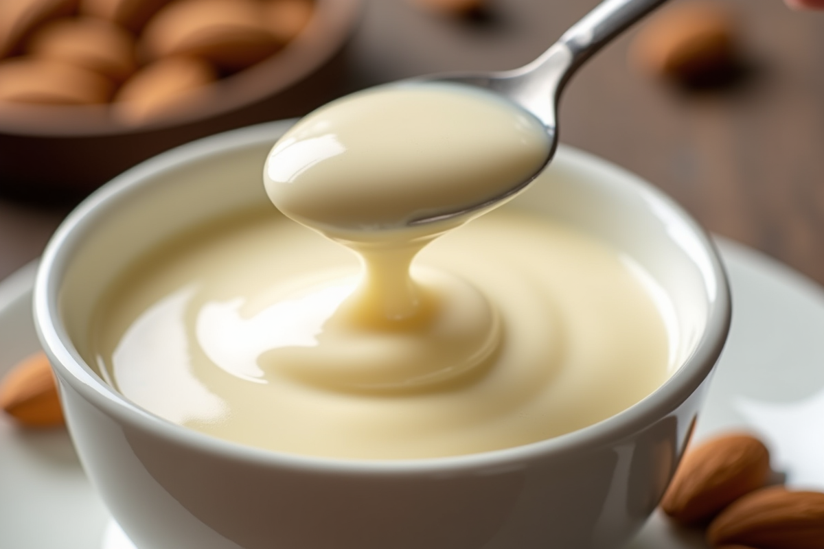 Cuillère prélevant de la crème d