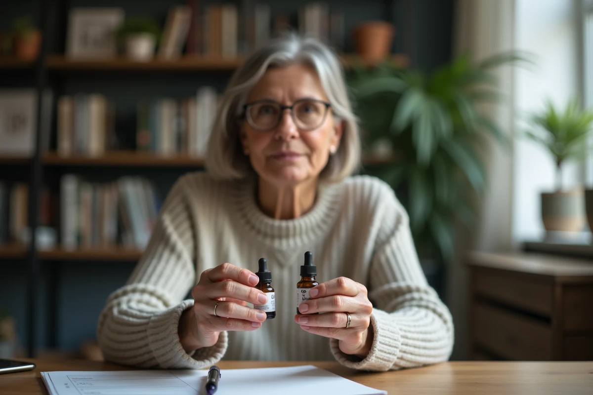 Femme tenant deux bouteilles d