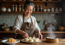 Cuisine populaire : quel pays détient le secret de la recette parfaite ? Femme souriante préparant des dumplings dans la cuisine