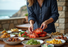 Accompagnements pour le homard : nos suggestions gourmandes Femme servant des langoustes grillées sur une terrasse estivale