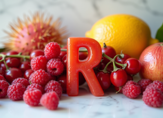 Variété de fruits rouges colorés sur plan de travail blanc