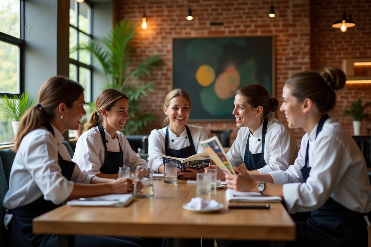Groupe de femmes chefs discutant autour d