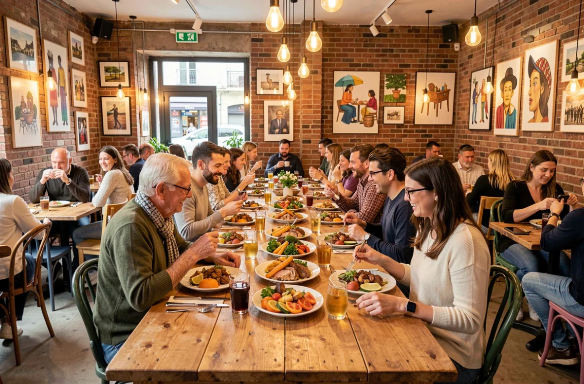 Ambiance conviviale et partage de plats à La Tribu Yonnaise à La Roche-sur-Yon