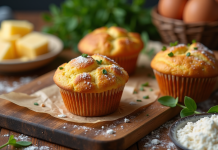 Muffins salés fraîchement cuits avec ingrédients naturels