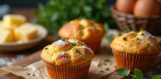 Muffins salés fraîchement cuits avec ingrédients naturels