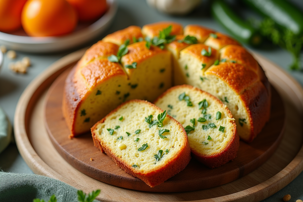 Partage de gâteau de courgette et chèvre sur table festive